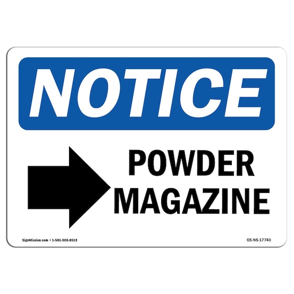 Signmission OSHA Notice, 3.5" Height, Powder Magazine Right Arrow Sign With Symbol, 5" X 3.5", Landscape OS-NS-D-35-L-17740 - main